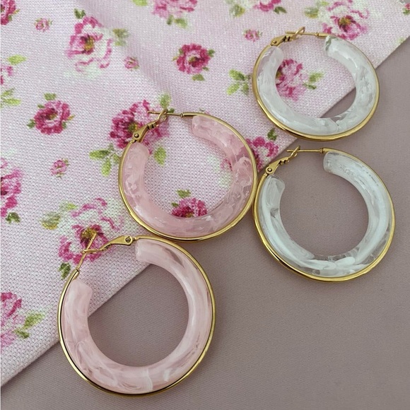 Blush Swirl Hoops - Picture 7 of 10